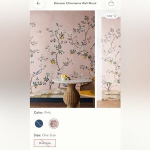 Anthropologie Blossom Chinoiserie Wall Mural - Pink